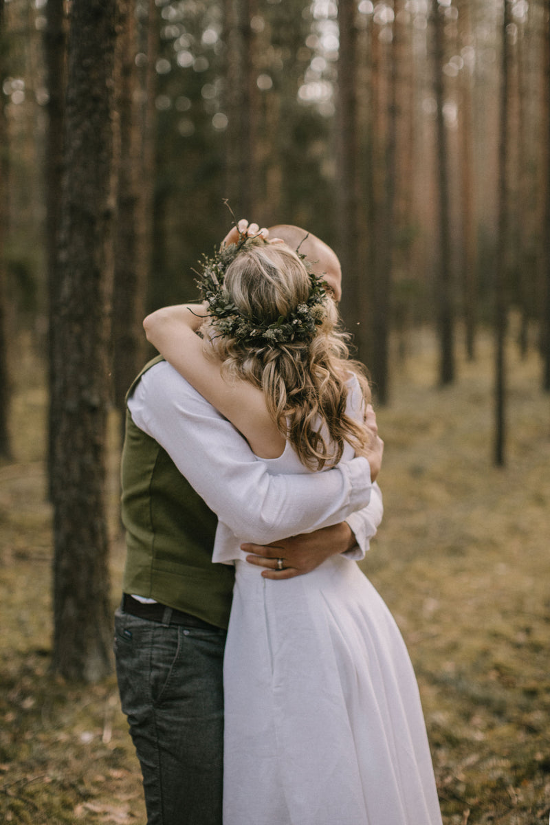 Linen High-Low Wedding Dress