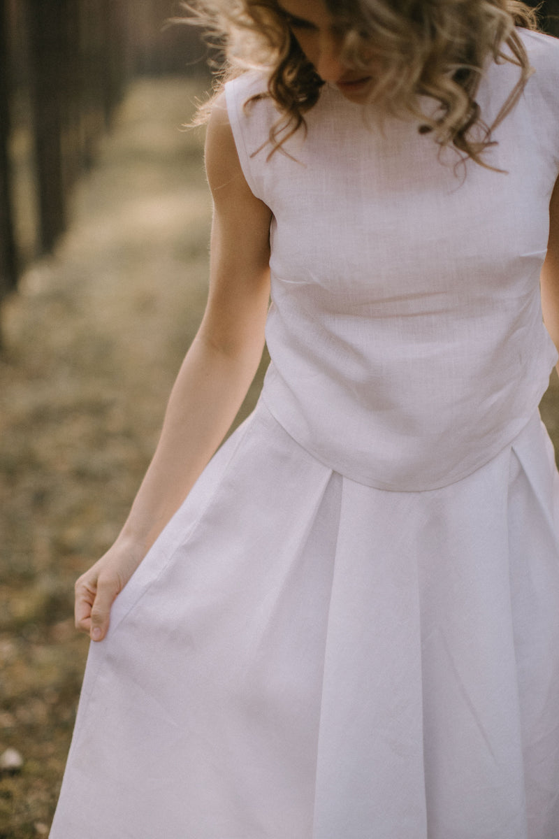 Linen High-Low Wedding Dress