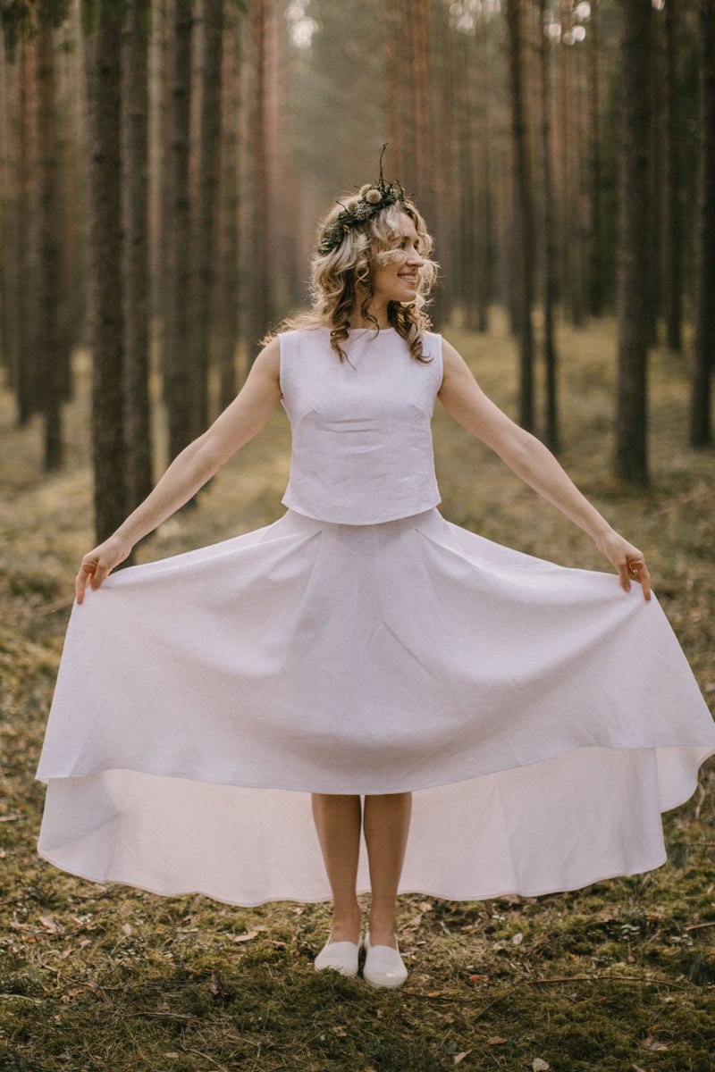 Linen High-Low Wedding Dress