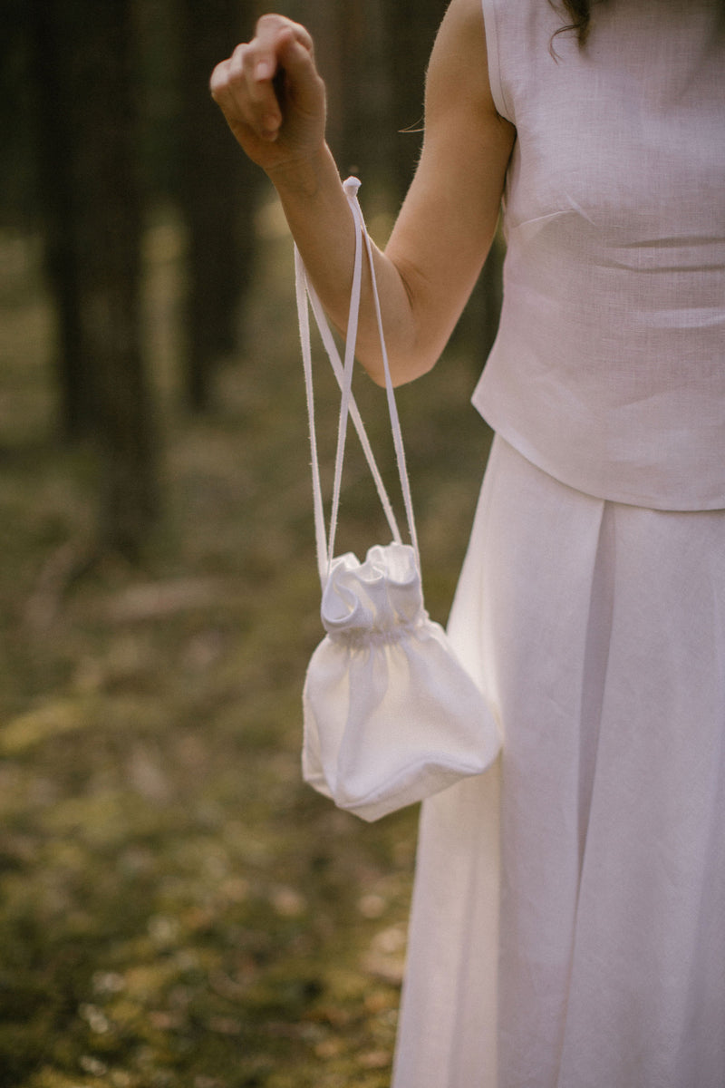 Linen Wedding Reticule. Handcrafted by Linen Wedding Dress team.