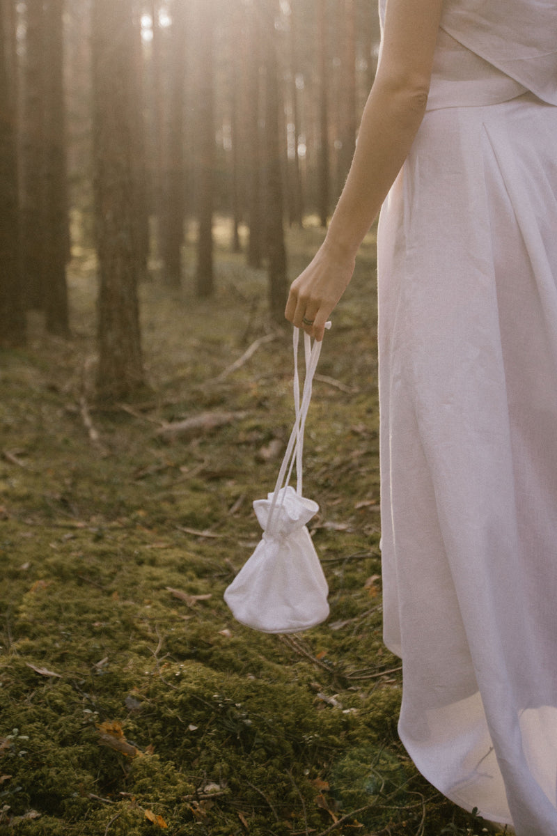 Linen Wedding Reticule. Handcrafted by Linen Wedding Dress team.