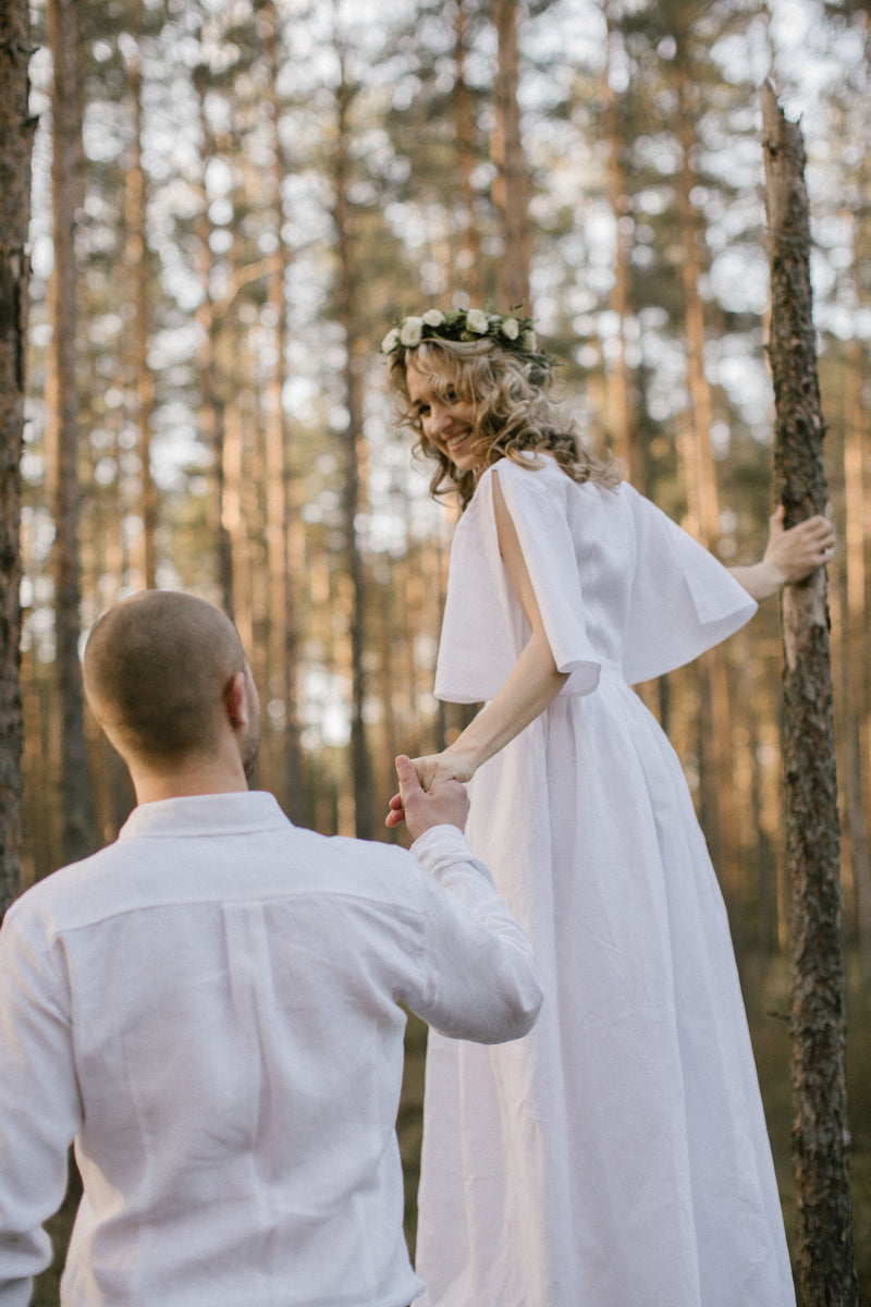 Linen Bohemian Wedding Dress