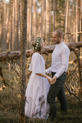 Linen Bohemian Wedding Dress