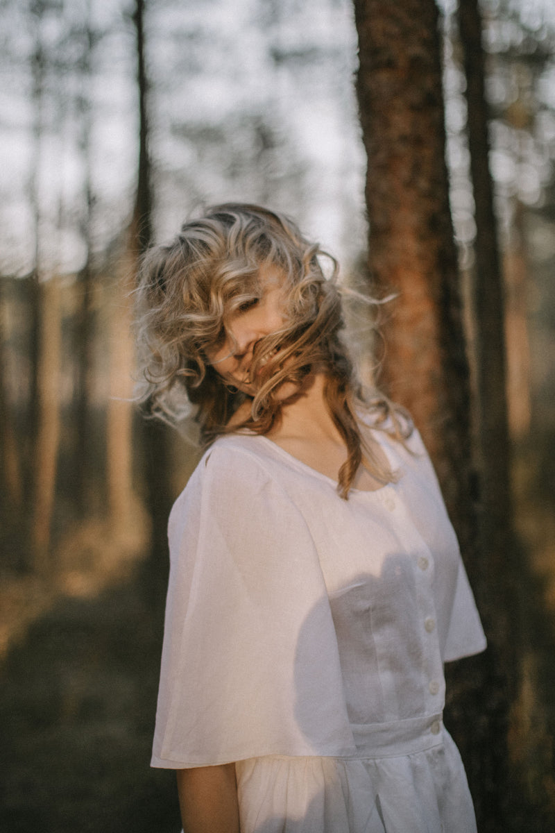 Linen Bohemian Wedding Dress