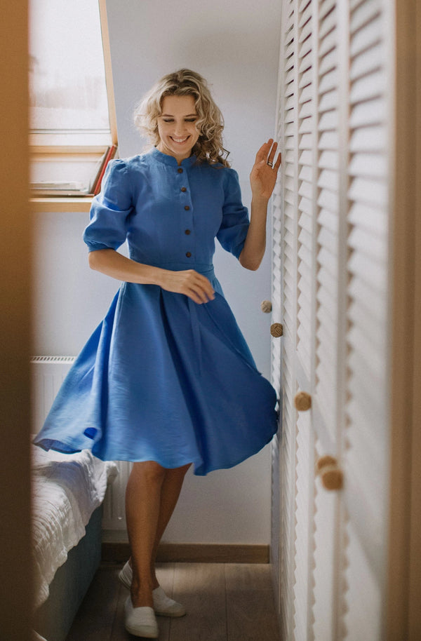 Linen wedding guest dress sale