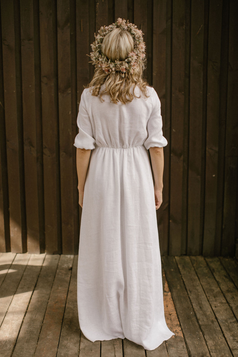 Empire Waist Linen Wedding Dress