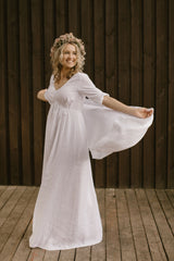 Empire Waist Linen Wedding Dress
