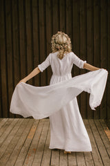 Empire Waist Linen Wedding Dress