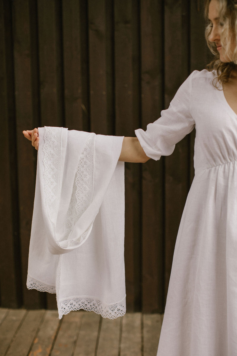 Empire Waist Linen Wedding Dress