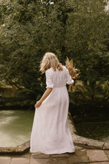 Empire Waist Linen Wedding Dress