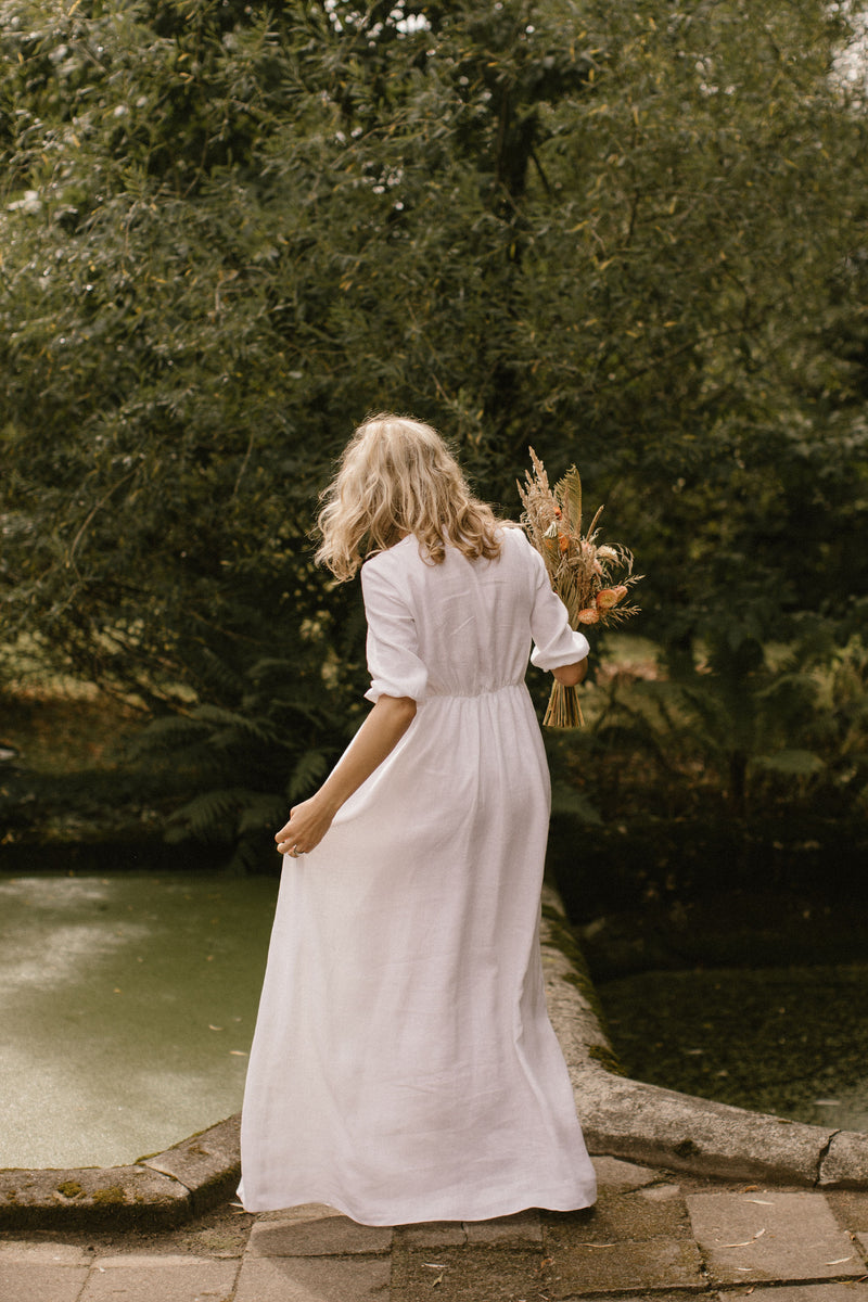 Empire Waist Linen Wedding Dress