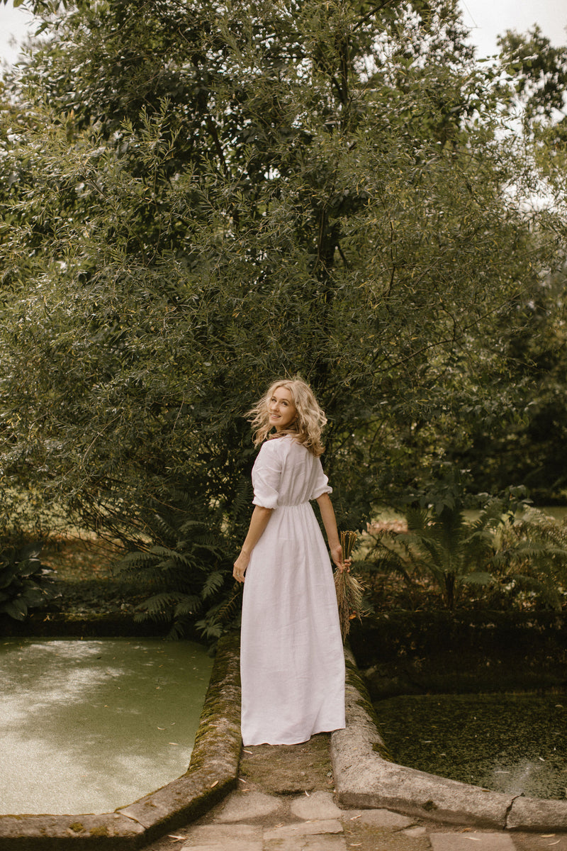 Empire Waist Linen Wedding Dress