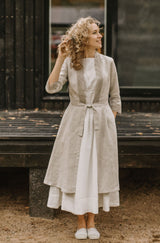 Linen Wedding Dress Coat With Lace