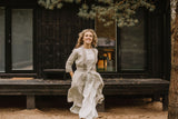 Linen wedding dress coat with lace