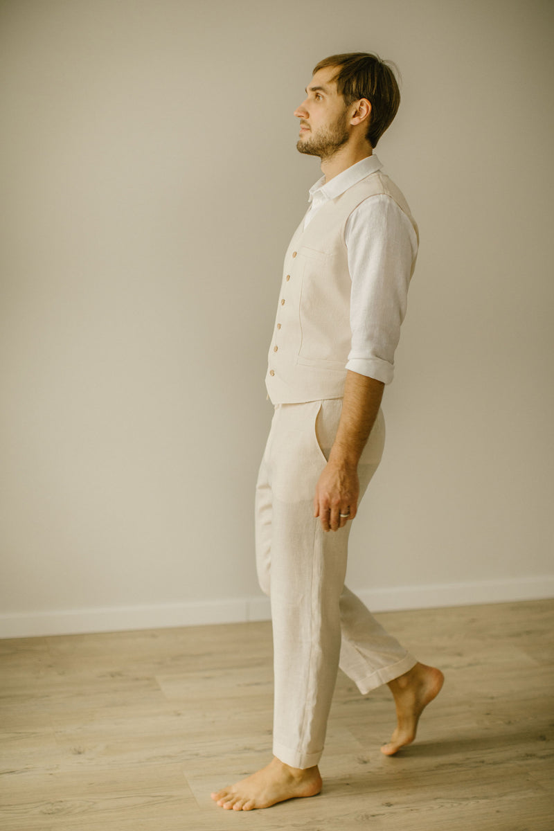 Linen Trousers Waistcoat Set