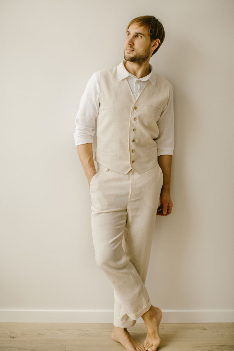 Linen Trousers Waistcoat Set