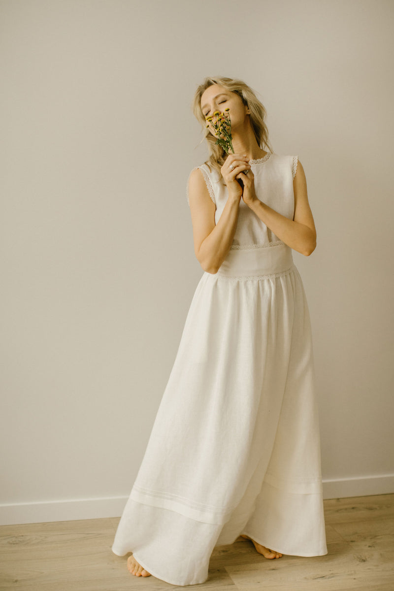 Linen Goddess Wedding Dress