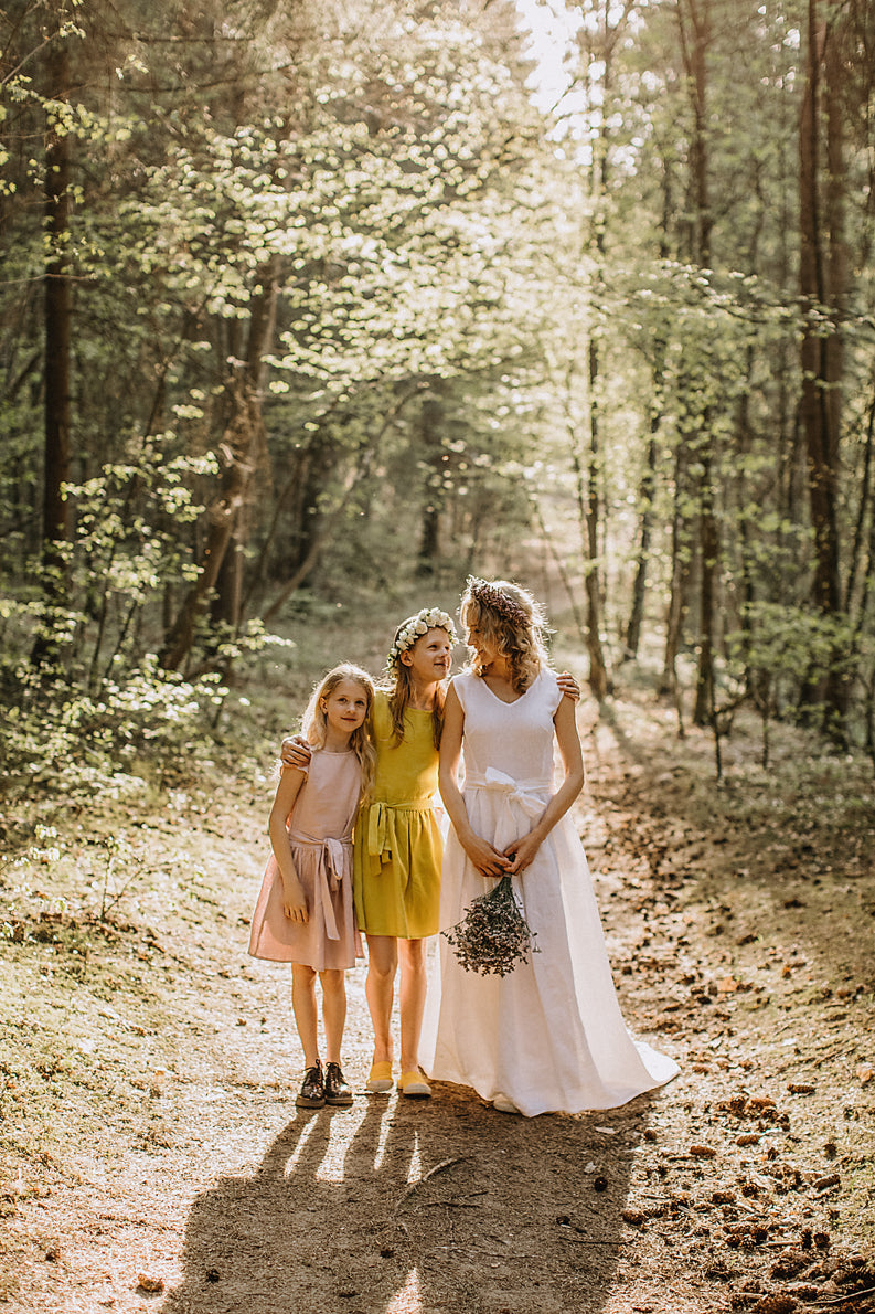 Linen Wedding Dress With Train