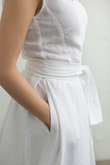 Linen wedding dress with a train