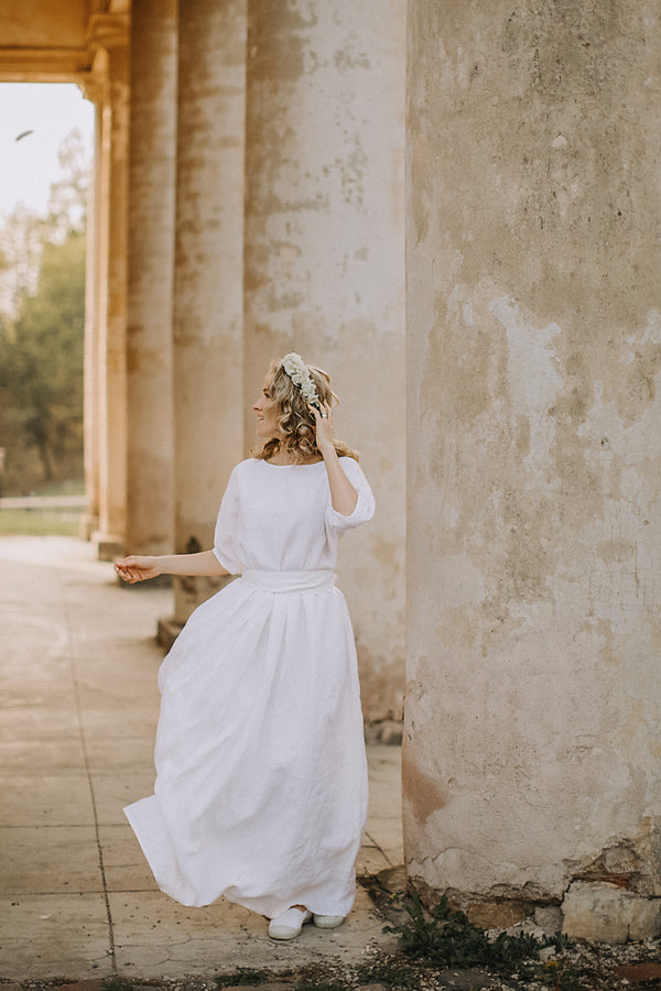 Linen boho wedding dress