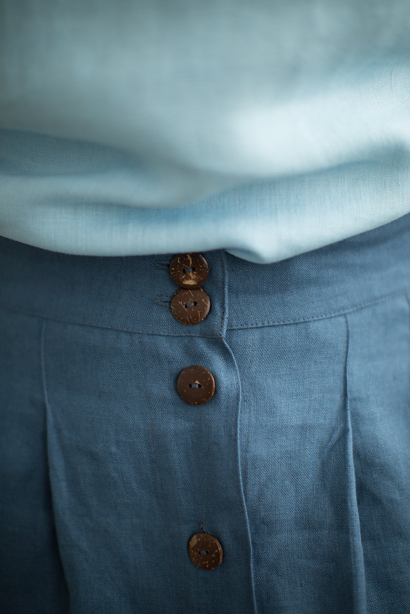 Long linen button down skirt