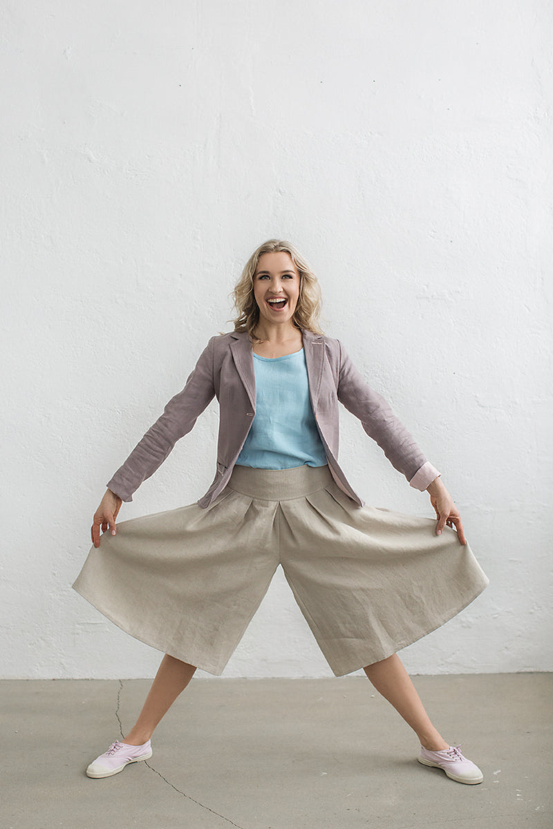 Linen wide leg pants